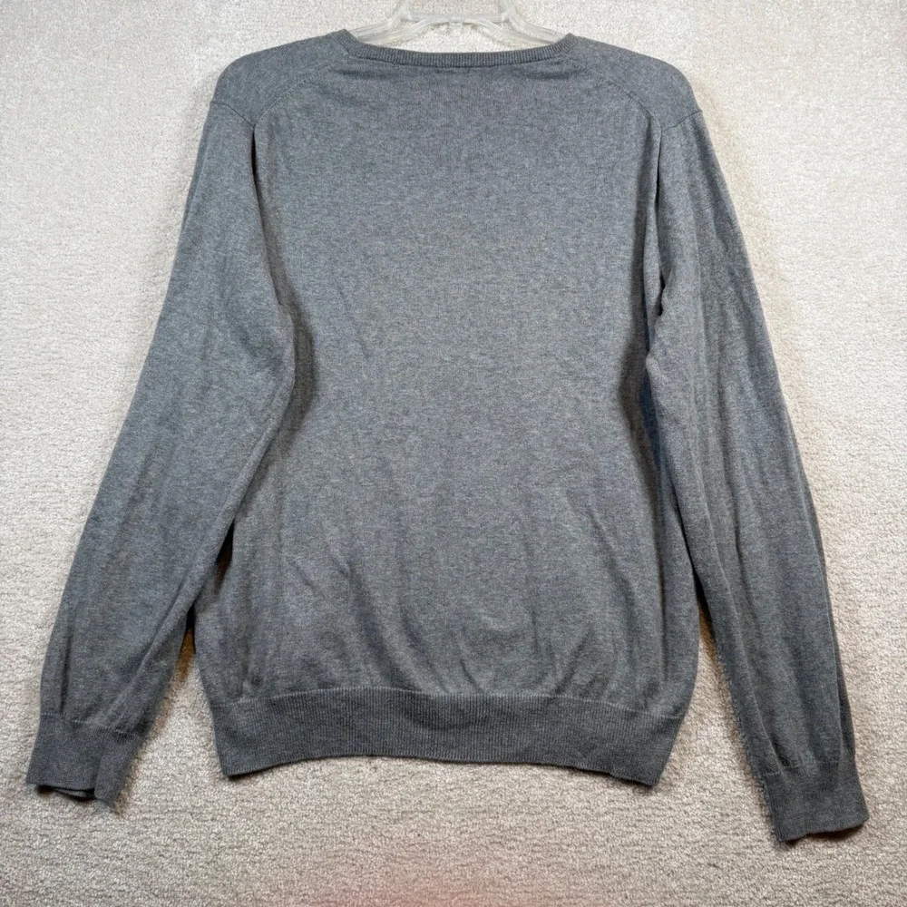 J.Crew V-Neck Sweater Mens Large Gray Cotton Cashmere Blend Long Sleeve